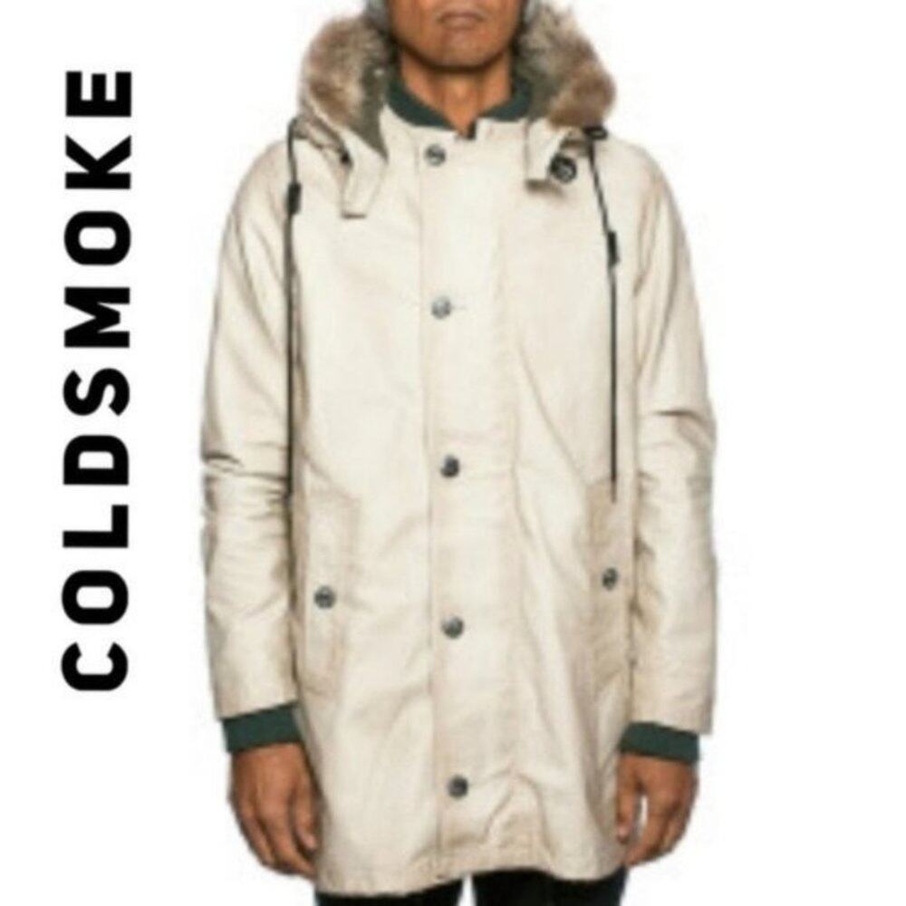 Coldsmoke Men's Fur Parka Hooded Jacket khaki size L Brand New With Tag